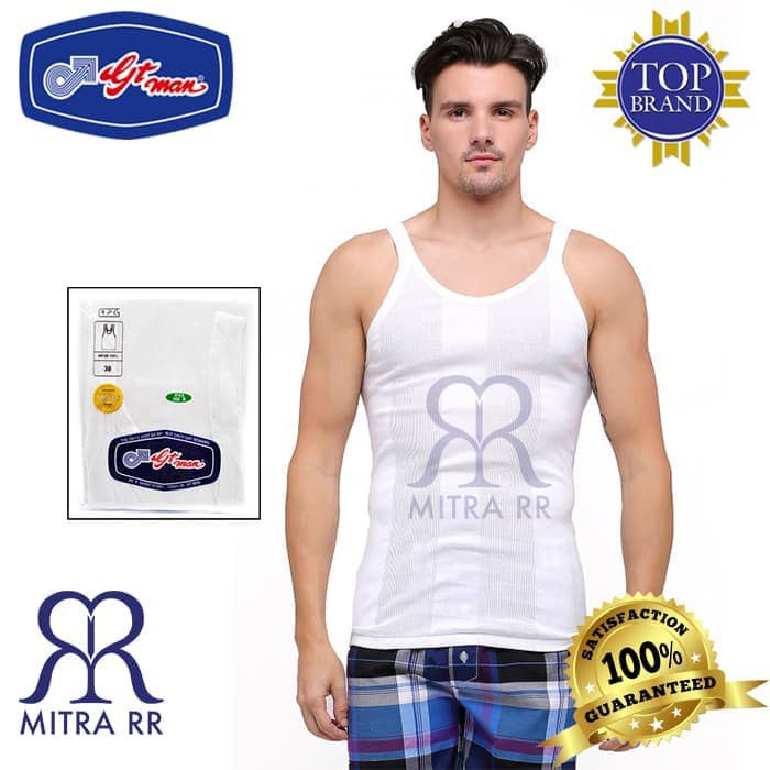 MitraRR Singlet Pria GT Man 302B 302BW / Putih dan Warna / Kaos Singlet Pria