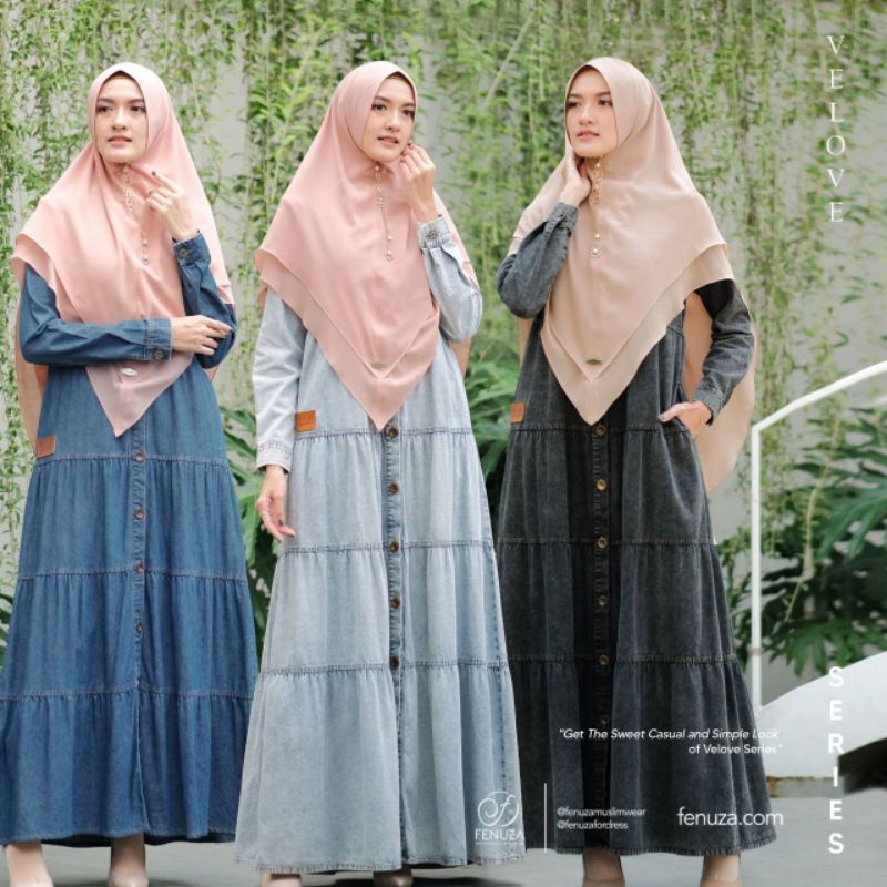 Gamis Fenuza Velove / Velove Charcoal /Velove Indigo /Velove Sandwash