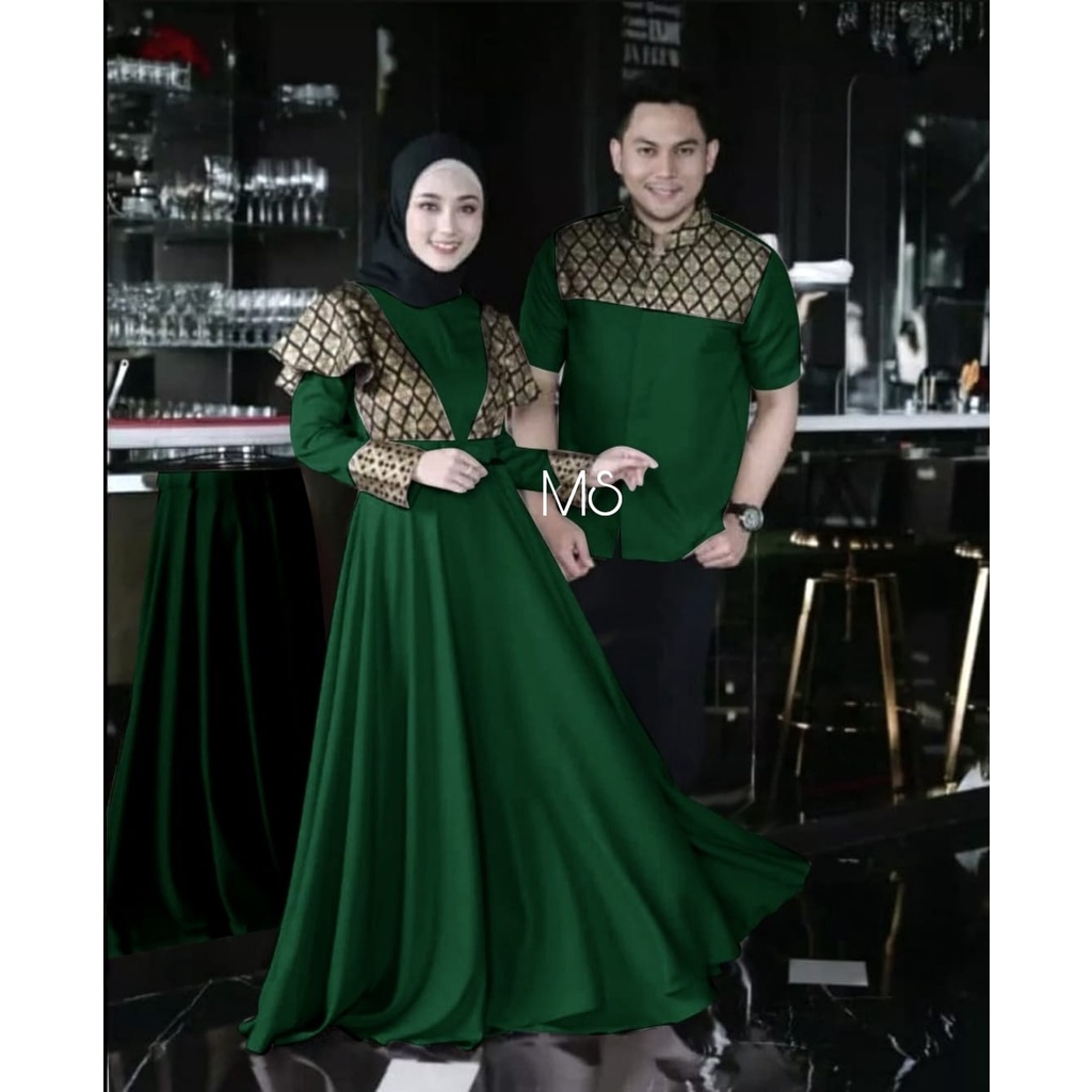 2 UKURAN L DAN XL CP PRINSA BATIK PAKAIAN PASANGAN COUPLE KEMEJA DAN GAMIS MAXY MS ADA VIDEO REAL PICT