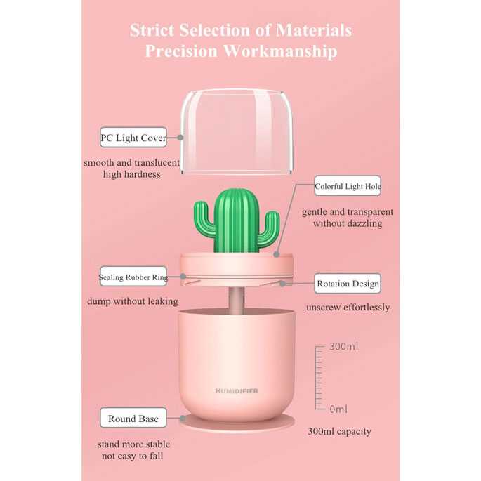 (100% BARANG ORI) HIMIST Air Humidifier Pelembab Udara Aromatherapy Kaktus 300ML - Y07