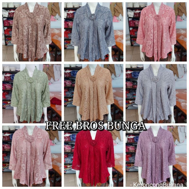 (BrM92/100/110) Kebaya floy BRUKAT glitter 7/8 MANSET std-besar KeroncongBusana-1