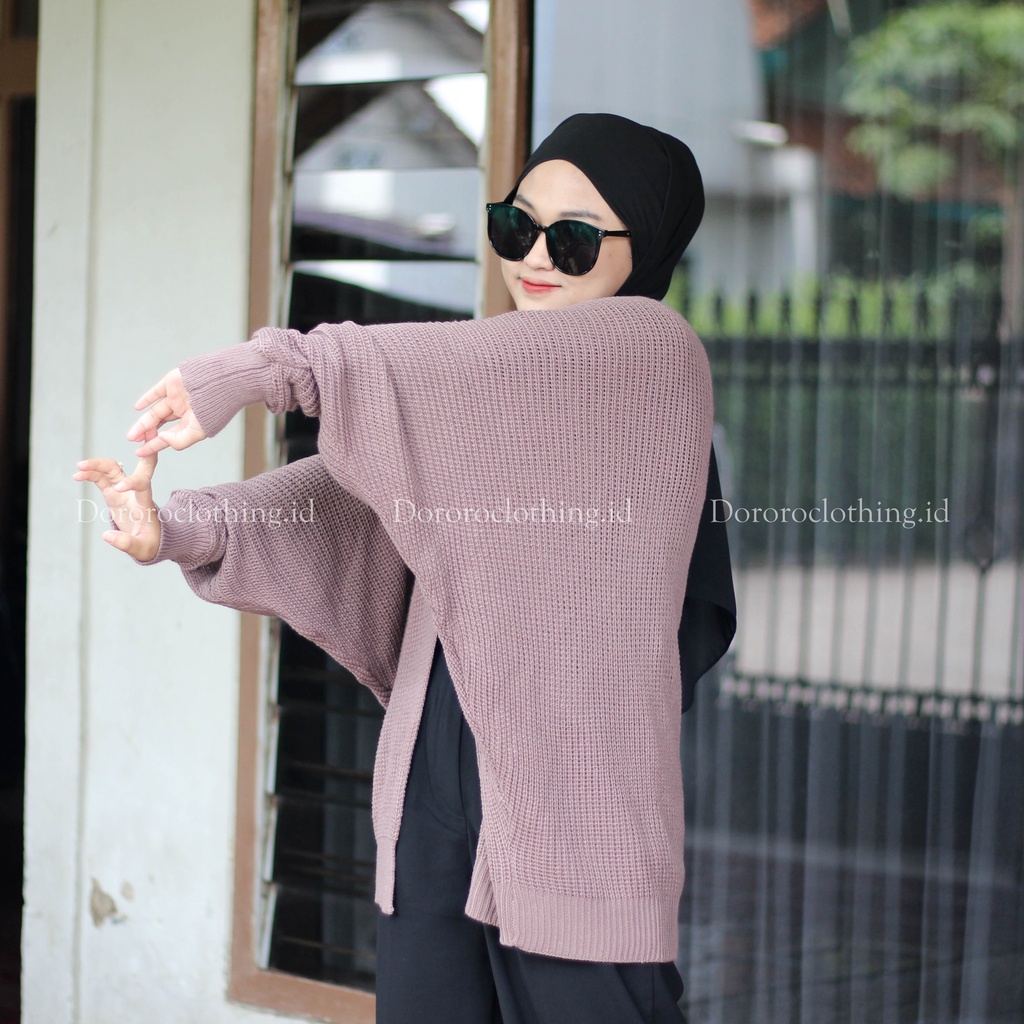 Cardigan Rajut Batwing Oversize Cardigan Jumbo Wanita Lengan Panjang