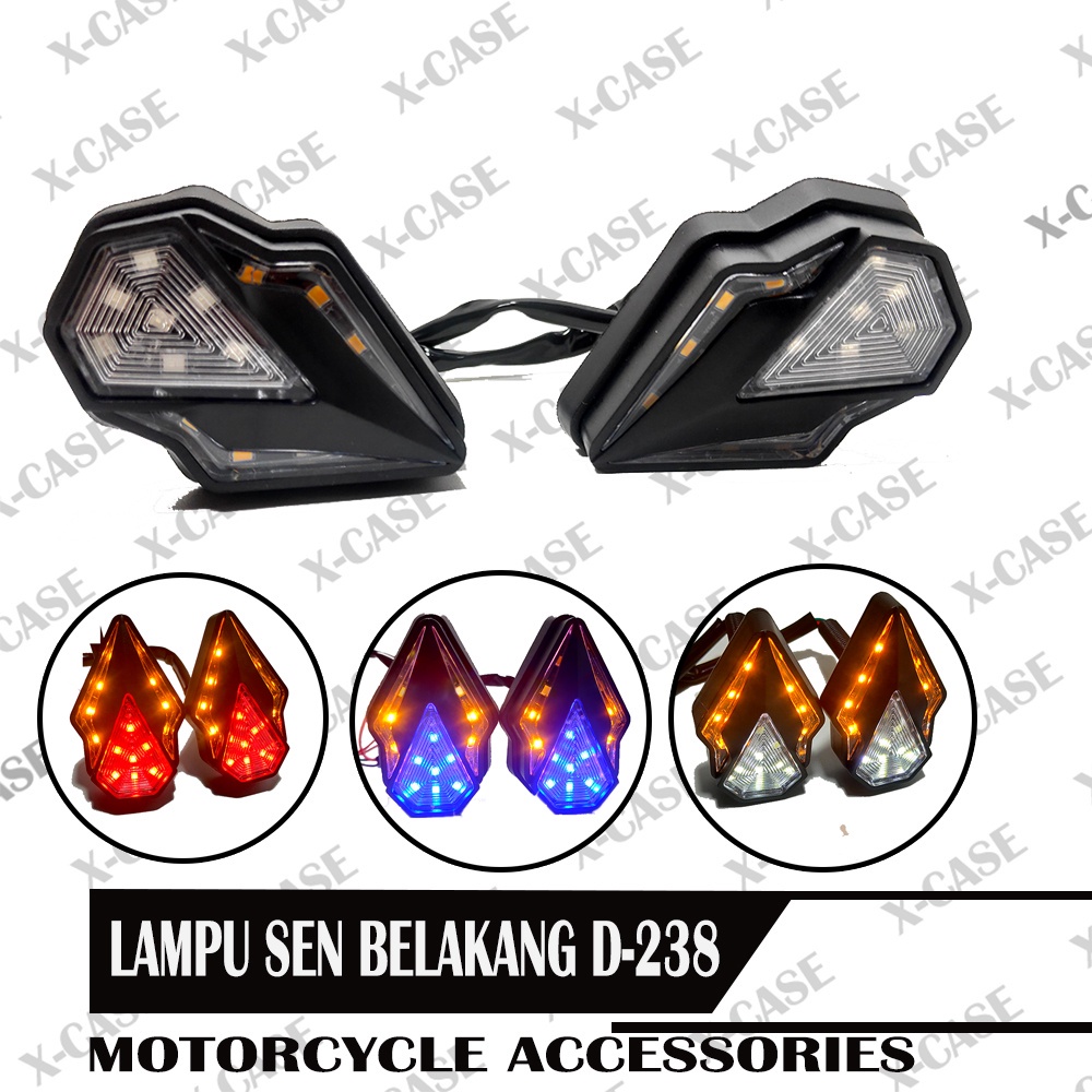 LAMPU SEN TEMPEL BELAKANG ULIR BAUT MODEL CRYSTALL 2 WARNA LED CHIPS  D-238 motor