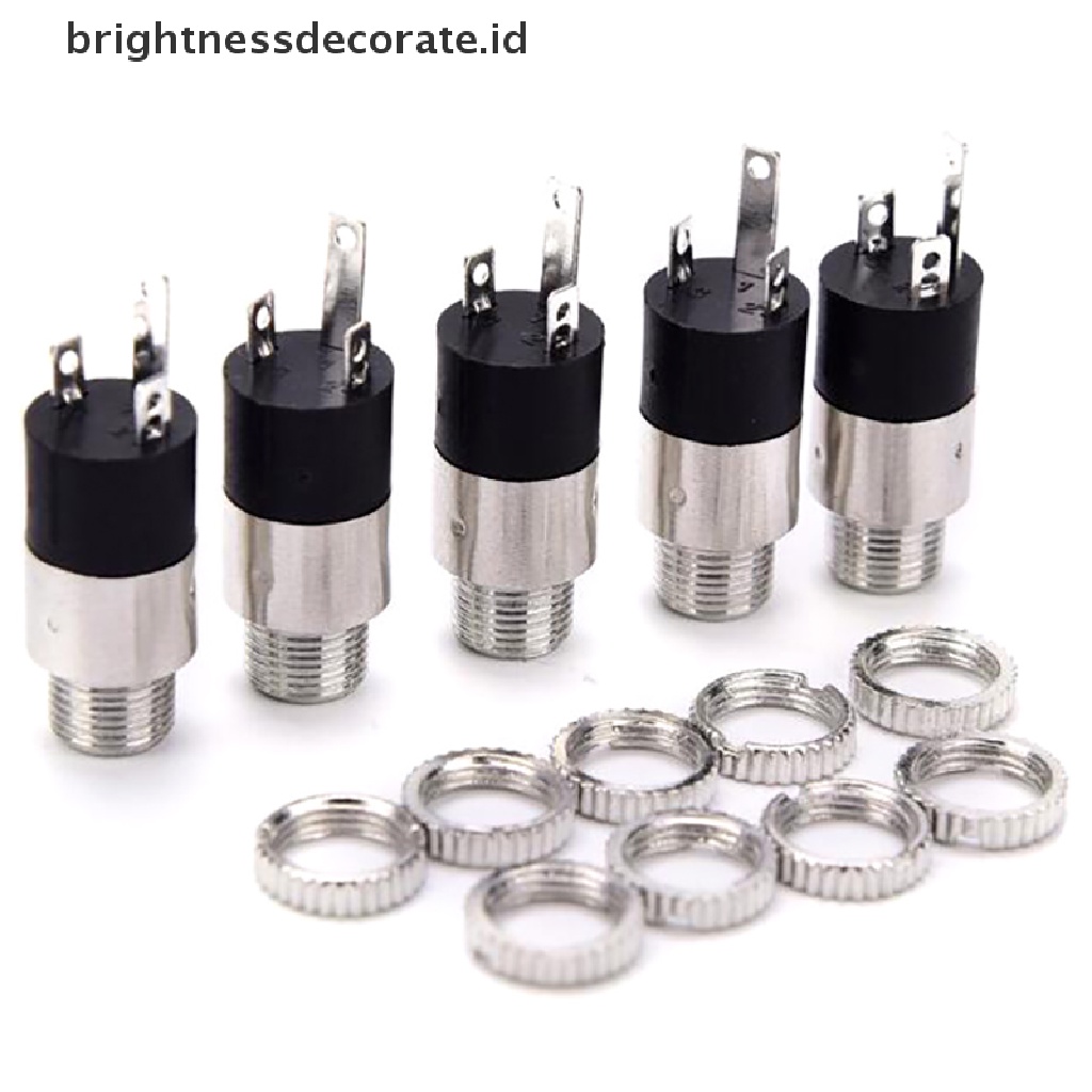 (Birth) 5pcs Pj392 Jack Audio 3.5mm Female Warna Silver Untuk Headphone (Id)