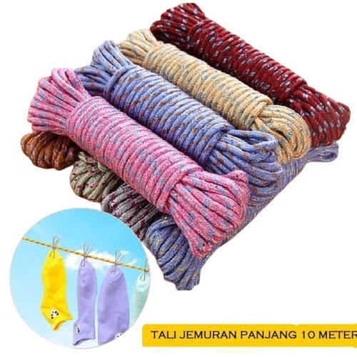 Tali Jemuran Nylon 10m Anti Slip Ikat Tambang Kemah Camping Nilon 10 Meter Clothesline Kuat