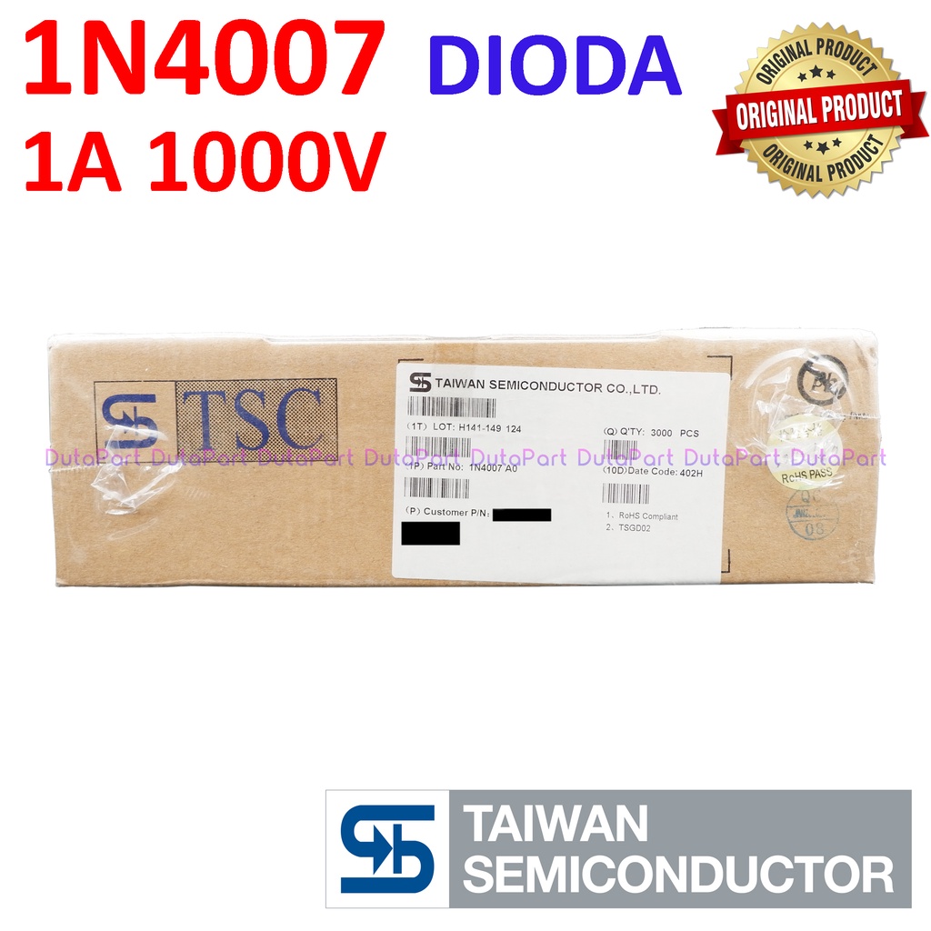 Dioda 1N4007 1A 1000V ORIGINAL TSC TAIWAN KAKI TEBAL IN4007 1N IN 4007