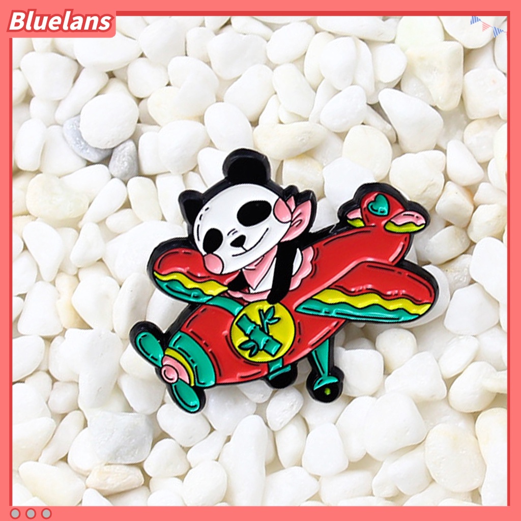 Pin Bros Mini Bahan Alloy Motif Pesawat Bambu Panda Untuk Aksesoris Tas Ransel