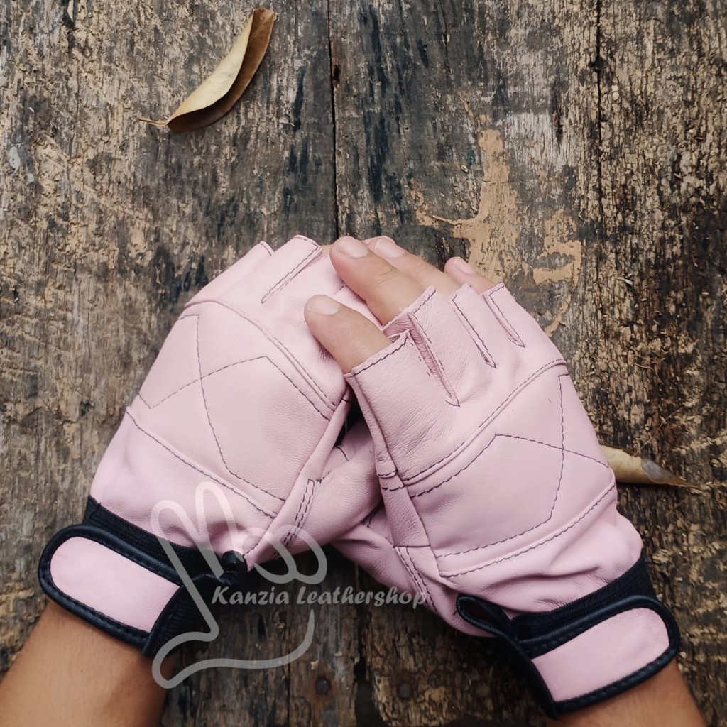 Kanzia Leathershop Sarung tangan kulit pink