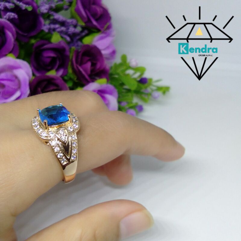 Cincin Xuping Wanita Murah Mata Biru Cantik model kekinian Anti Karat spt titanium perak silver