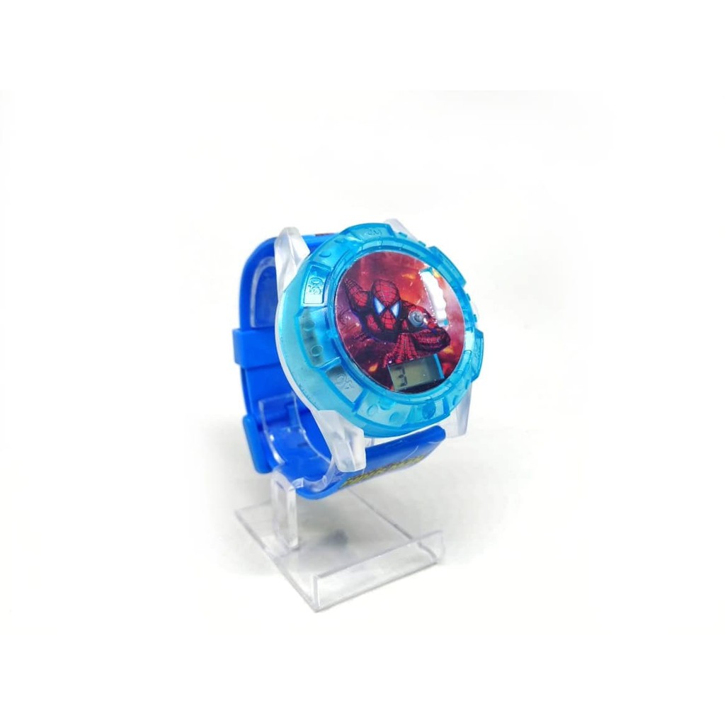 New Arrival JAM TANGAN ANAK LAKI LAKI MUSIK LASER PROYEKTOR SPIDERMAN LAMPU Low Price!