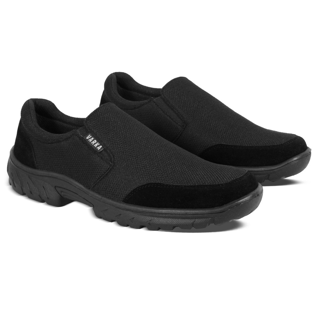 Sepatu Slip On Pria V 46312 Brand Varka Sepatu Casual Semi Kerja Kantor Kuliah Hangout Trendi Berkualitas - Hitam