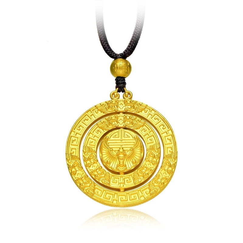 [Ready Stock]Fashion Gold-Plated round Lucky Pendant Necklace