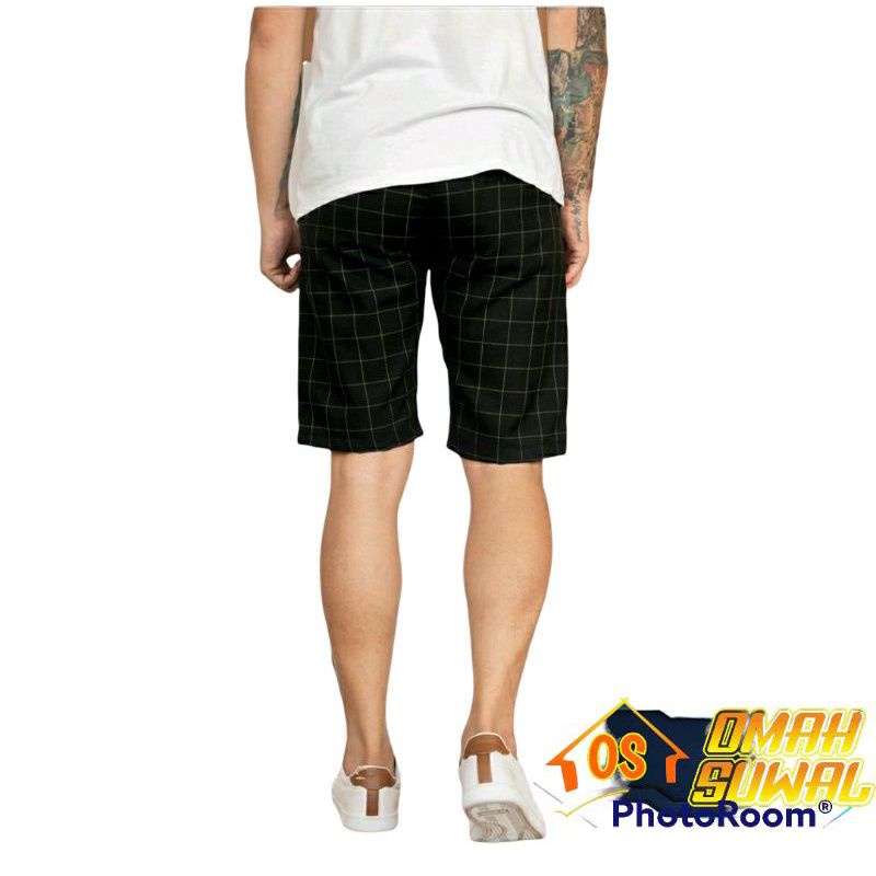 Tartan celana pendek pria dewasa-1