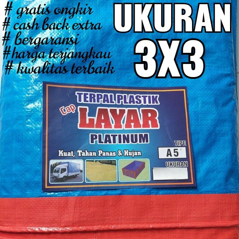 TERPAL PLASTIK A5 UKURAN 3x3 CAP LAYAR