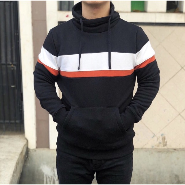 chimney collar hoodie mens