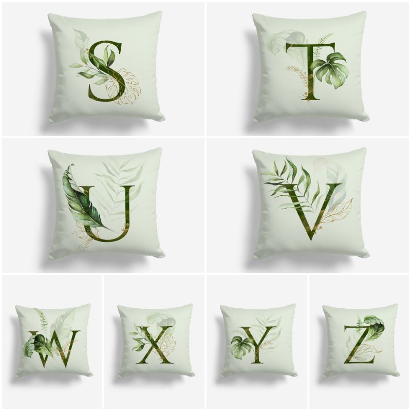 BANTAL SOFA PRINT MOTIF HURUF ABJAD S-Z DAUN 40X40 CM