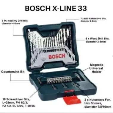 Bosch 33 pcs pieces X-Line Set Mata Bor + Mata Obeng Variasi / Bosch Xline