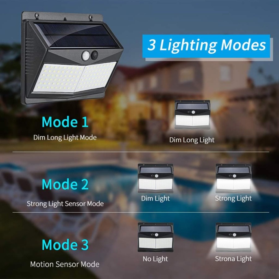 Roppu Lampu Solar Dinding Outdoor Tenaga Surya 108 LED