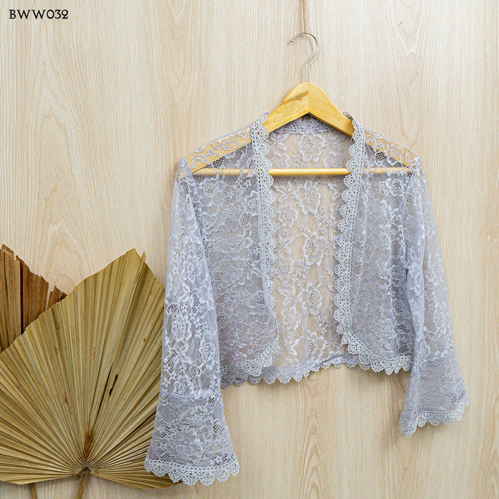 [READY STOCK] BOLERO PENGANTIN LACE CARDIGAN PESTA WANITA SILVER BWW032