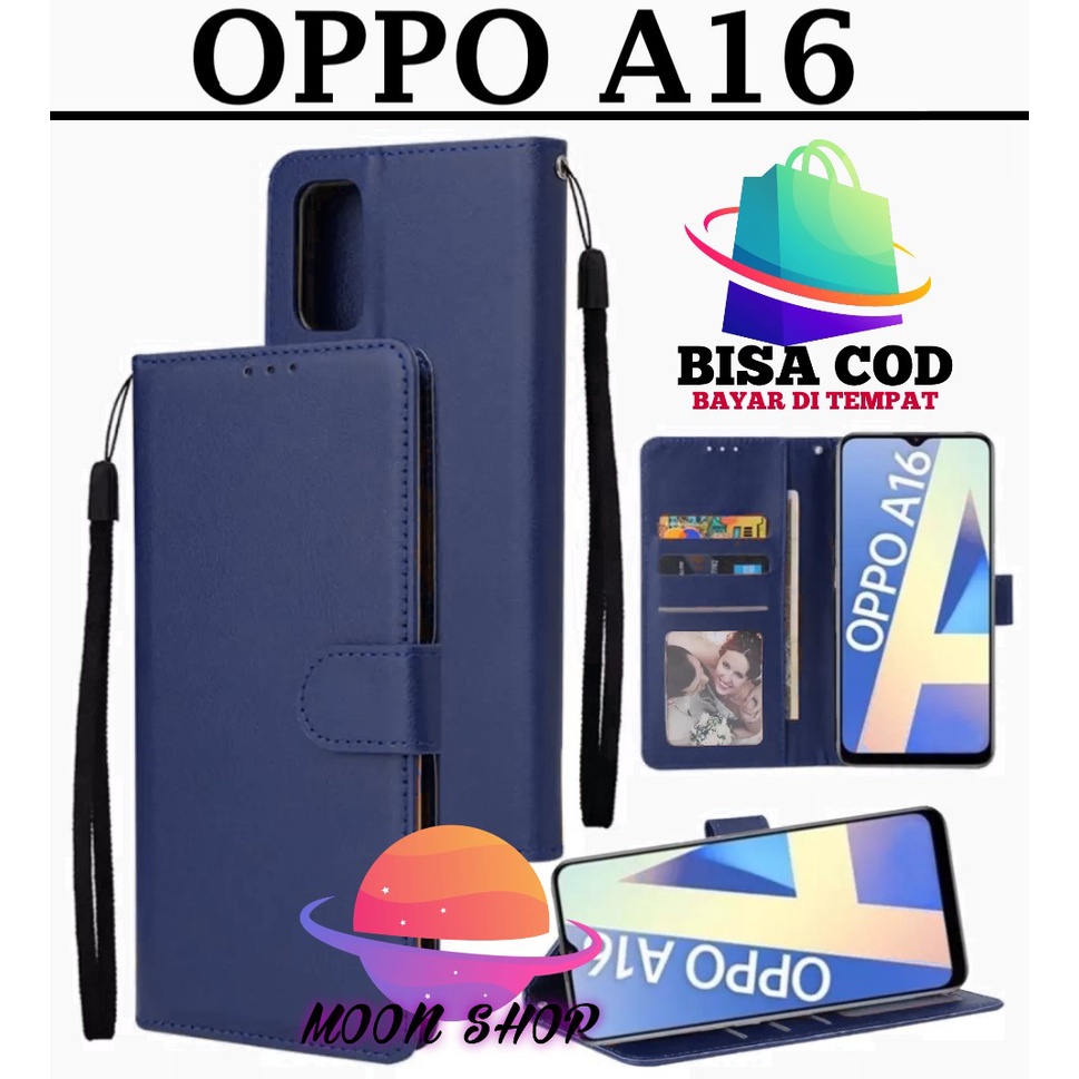 CASE FLIP OPPO A16 LEATHER CASE PREMIUM-FLIP WALLET CASE KULIT UNTUK OPPO A16 - CASING DOMPET-FLIP C