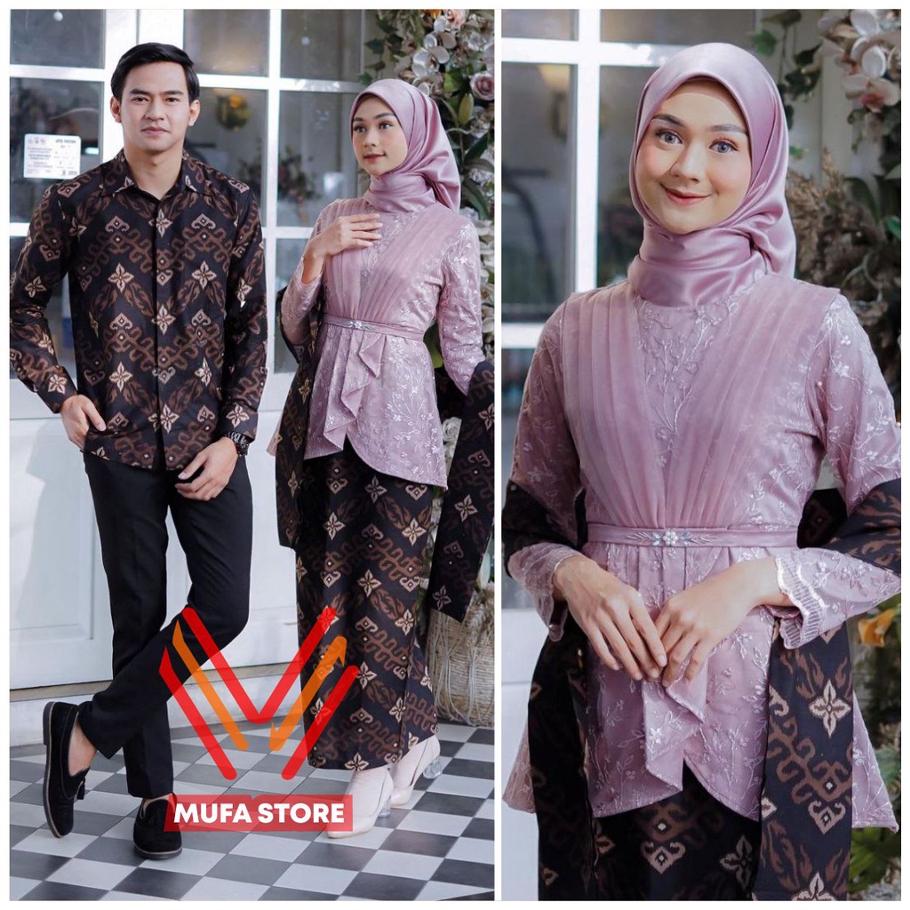 Batik Couple Kebaya Modern Kebaya Wisuda Tunangan Lamaran Baju Kondangan Terbaru 2022