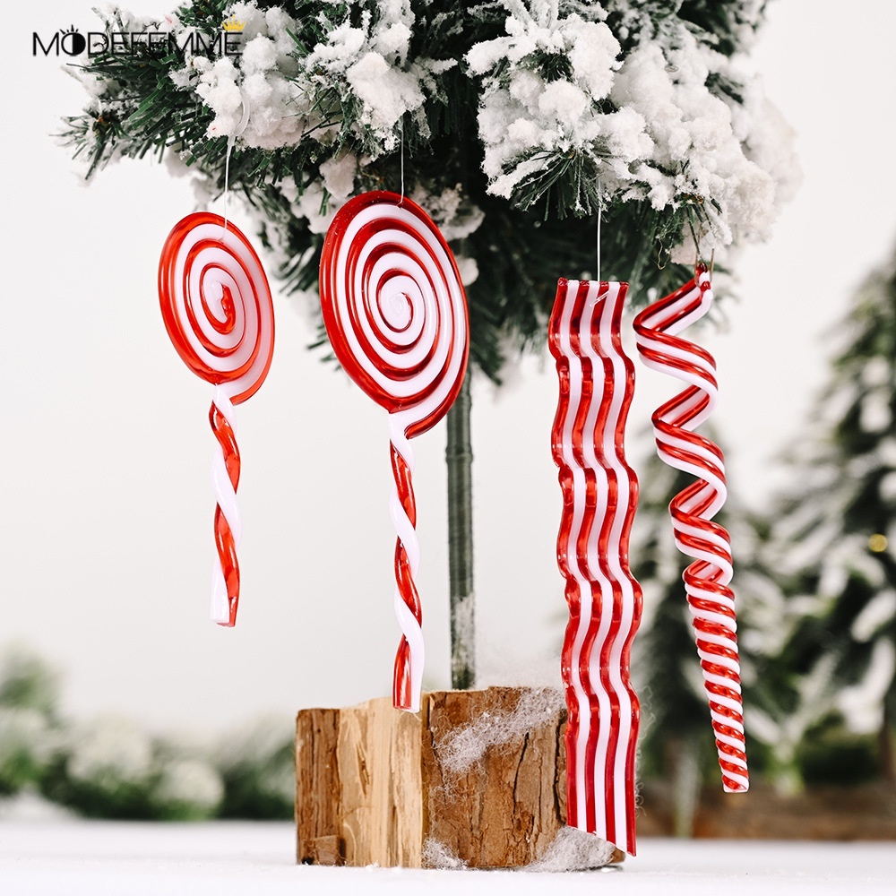 1Pc Plastic Lollipop Cane Ornaments For Xmas Home Decor