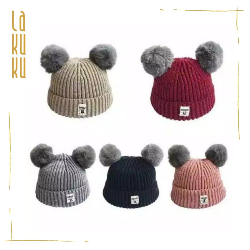 Lakuku - Topi Kupluk Rajut Import Anak Baby Toodler 0-2 tahun Bulu Premium