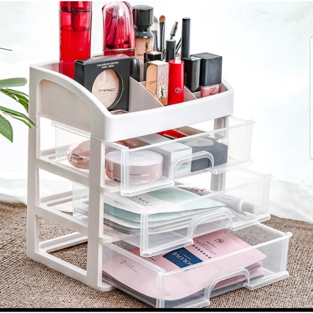 RAK KOSMETIK 3 LACI RAK TEMPAT KOSMETIK SUSUN MULTIFUNGSI Rak Makeup Storage RAK BUKU RAK SEPATU RAK BAJU  TEMPAT MAKE UP  Kotak Penyimpanan Skincare Tempat Kosmetik SERBAGUNA murah gan STORAGE BOX KERANJANG RAK LIPSTIK ACECORIS TAS