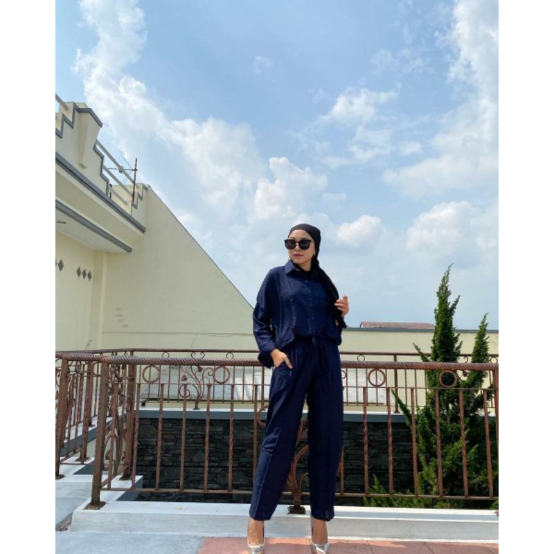 One set Kemeja Rayon / Setcel Rayon polos / Kemeja polos wanita / Piyama polos