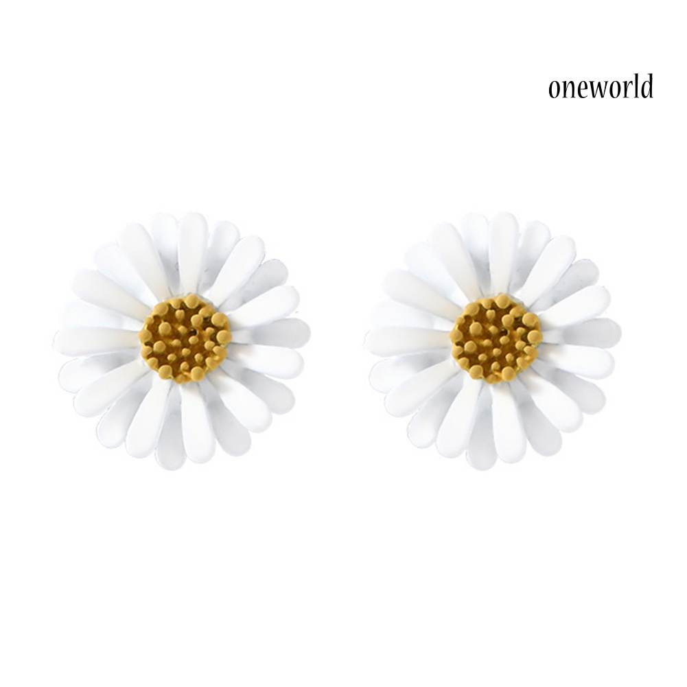 OW@ Sweet Women Painting Daisies Flower Ear Stud Earrings Piercing Jewelry Gift