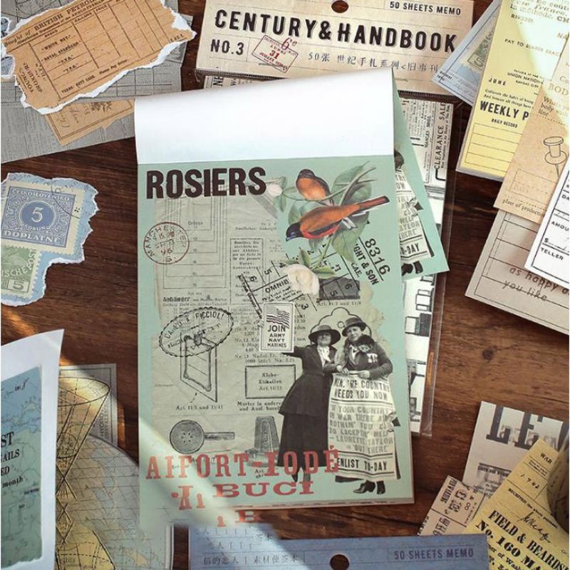 

AYURI - 5pcs paper century & handbook Paper Retro Style Kertas Motif Dekor Old Paper Journal Planner Diary scrapbook