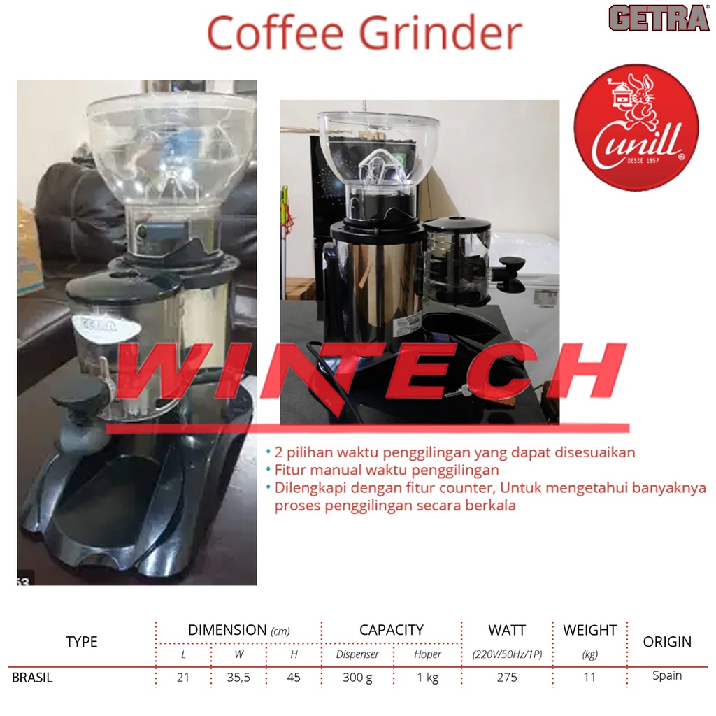 Coffee Grinder Electric GETRA BRASIL / Mesin Giling Kopi Bubuk Listrik - Mesin Penggiling Kopi Bubuk