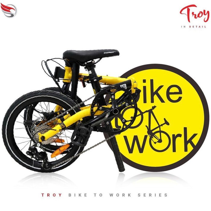 SEPEDA LIPAT- Element Troy 10Speed BIKE TO WORK Chrome Edition 16inch: YELLOW