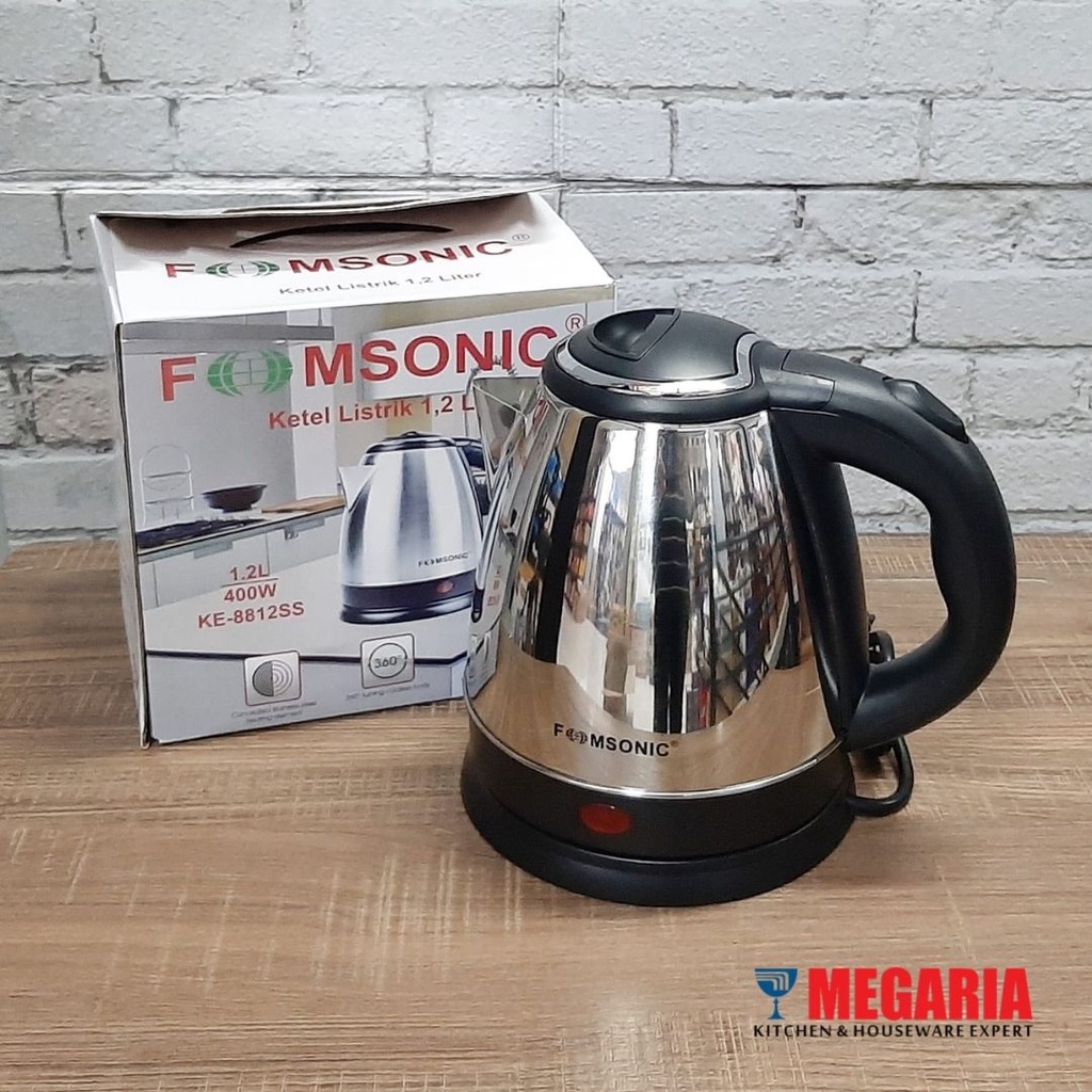 Elektrik Kettle FOMSONIC 1.2liter KE-8812/8812SS/Teko Listrik