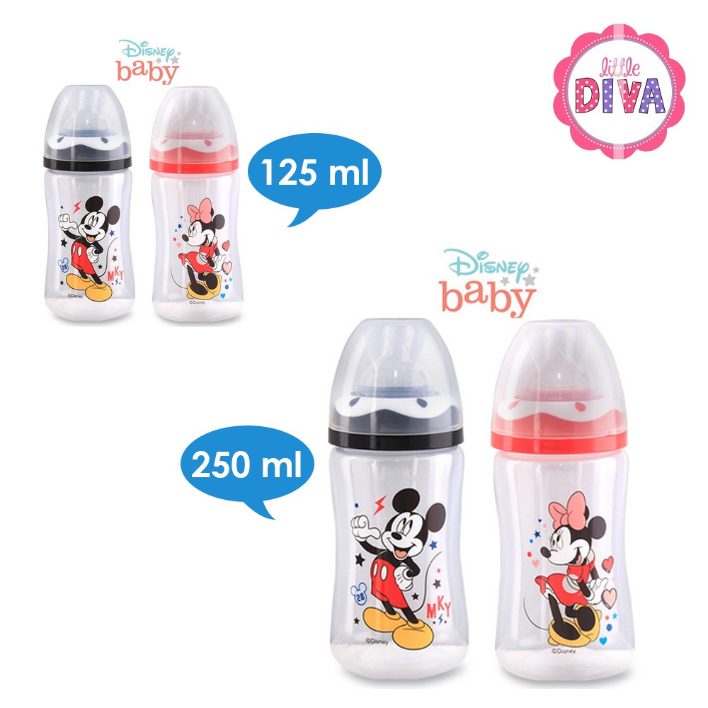 Botol Susu WIDE NECK DOT BULAT - 125 ml &amp; 250 ml LUSTY BUNNY MILK BOTTLE HANDLE  Tipe mickey minni