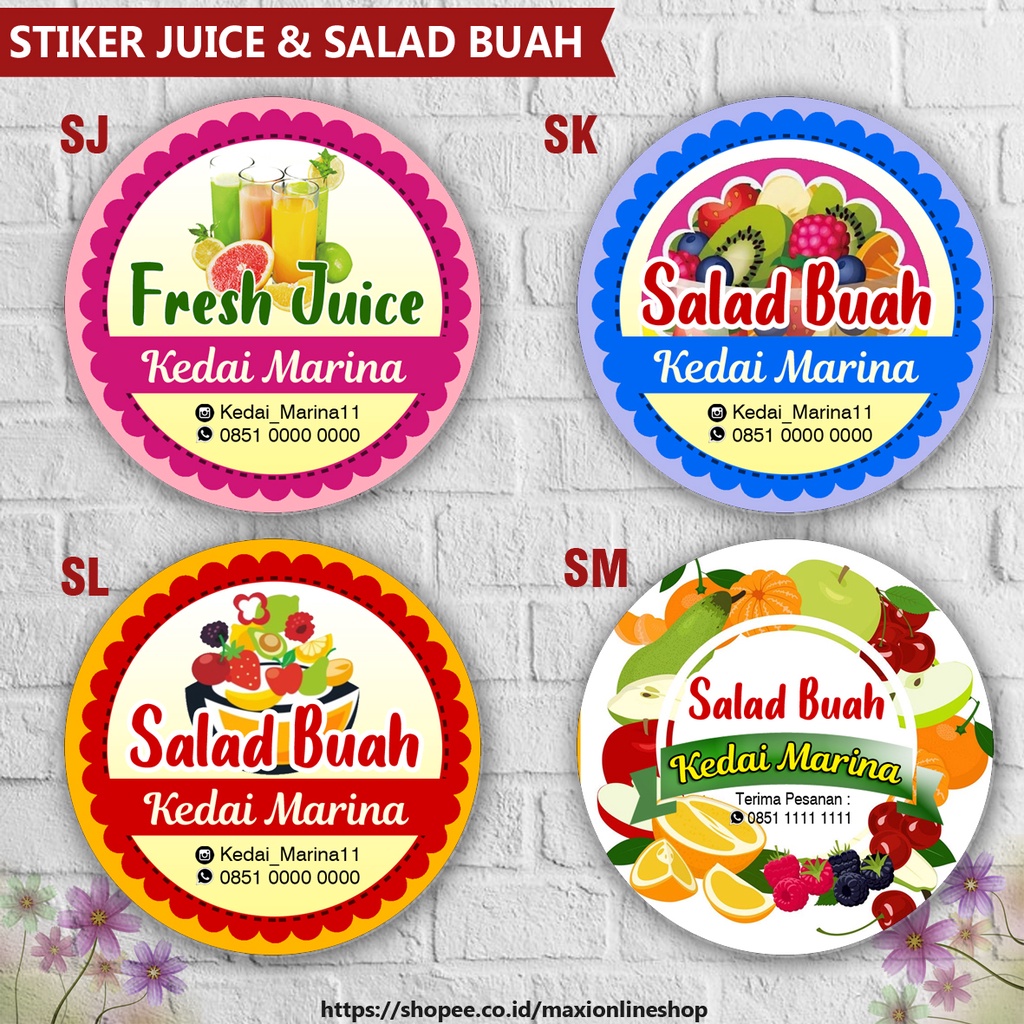 

STIKER LABEL SALAD BUAH UNTUK TEMPEL DI BOX PLASTIK CUP BOWL BOTOL ISI 100 PCS