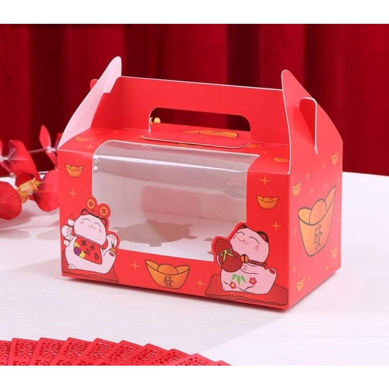 

Lucky Cat Box / Kotak Cupcakes Imlek / Packaging Cake Box Chinese New Year CNY