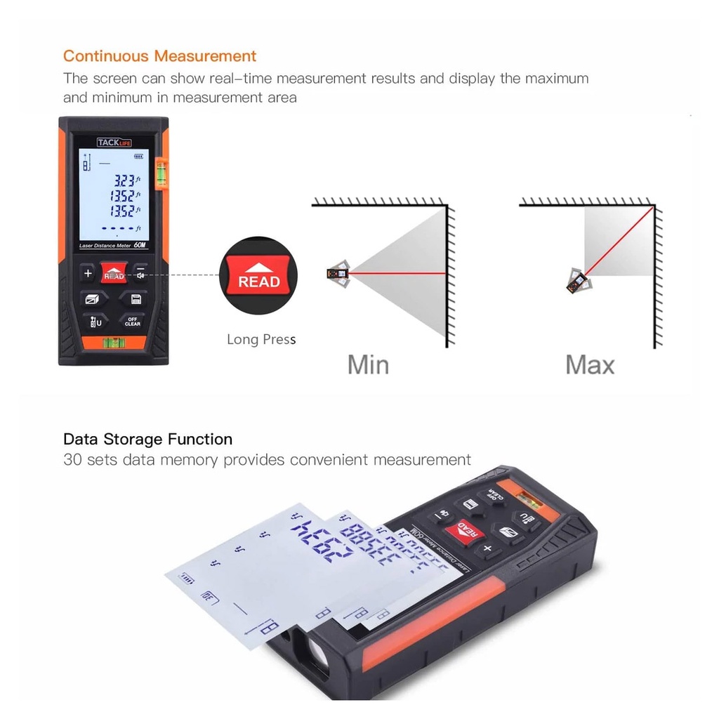 METERAN LASER TACKLIFE HD-60 / PENGUKUR LASER 60M