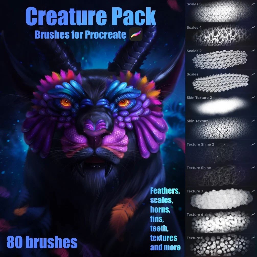 Procreate Brush - 80 Creature Brushes for Procreate