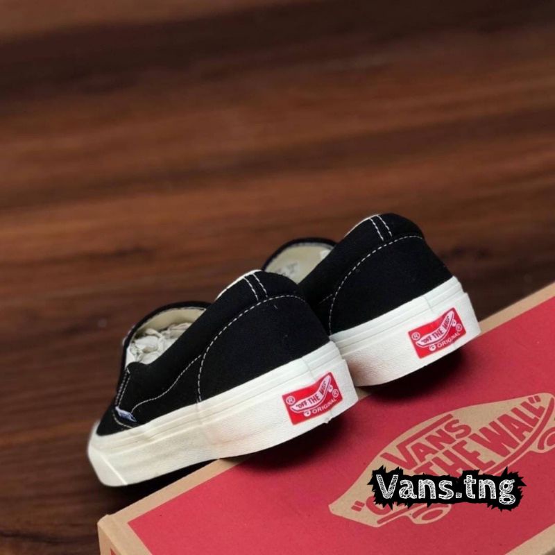 Sepatu Vans Slip On OG Black White Premium / Vans slip on OG BW Terlaris /Vans Slip On termurah Waffle DT