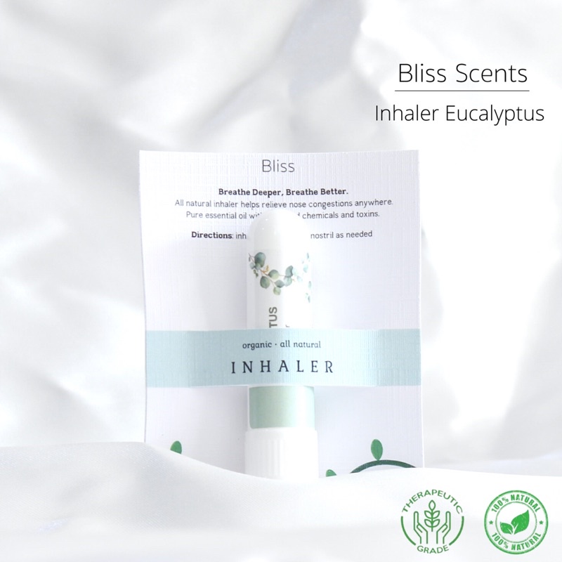 BLISS SCENTS Inhaler Essential Oil All Natural 100% Murni Therapeutic Grade Aromatherapy