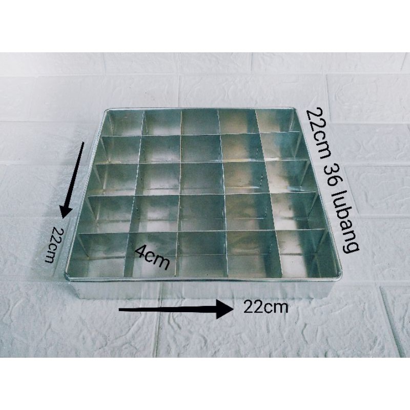 loyang brownies sekat ukuran 22x22 isi 36