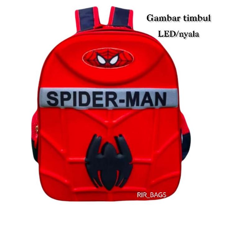 SALEE.. Tas sekolah anak spuderman TK LED/Tas ransel sekolah anak TK LED/Tas anak karakter Spiderman