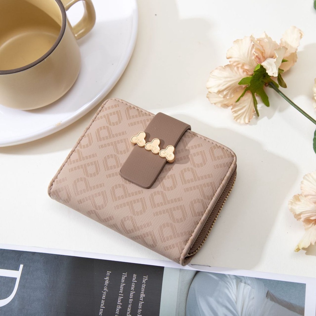 DOMPET LIPAT PRETTYZYS WANITA IMPORT ORIGINAL KULIT COKLAT DUERENA WA539B7 KARTU MINI PENDEK SIMPLE LUCU PREMIUM KOREA REMAJA KEKINIAN CEWEK FASHION MURAH