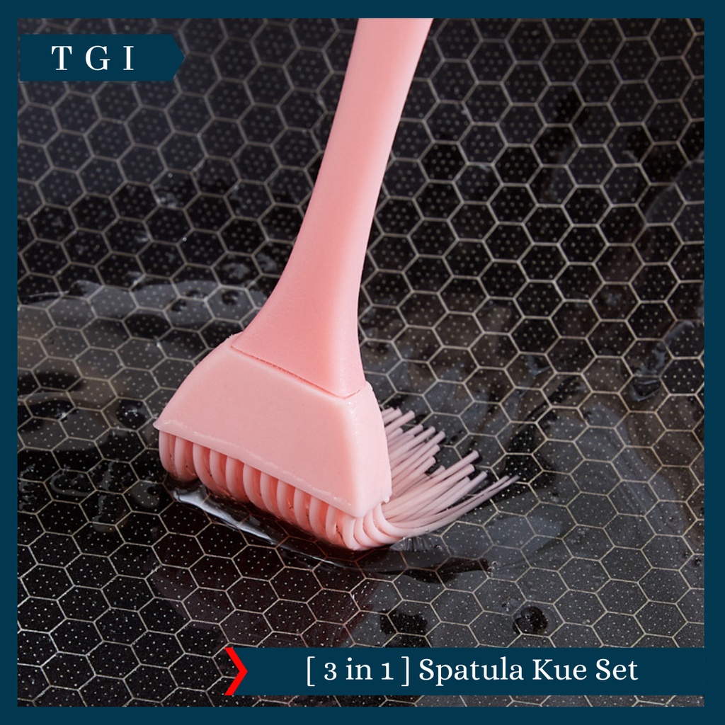 TGI - [3 PCS] SPATULA SILICON SET SCRAPER KUAS KUE | SPATULA SET KUE