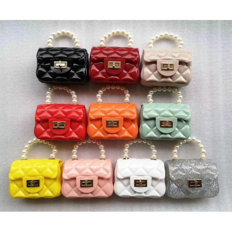 Tas Jelly Glossy Mini Pearl | Tas Selempang Mini Fashion |  Jelly Glossy Mutiara