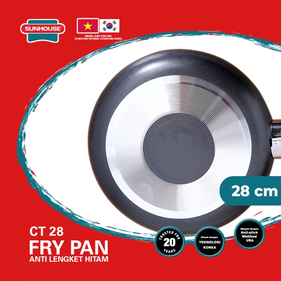 Sunhouse CT28 Fry Pan Marble Wok Anti Lengket Hitam 28 cm