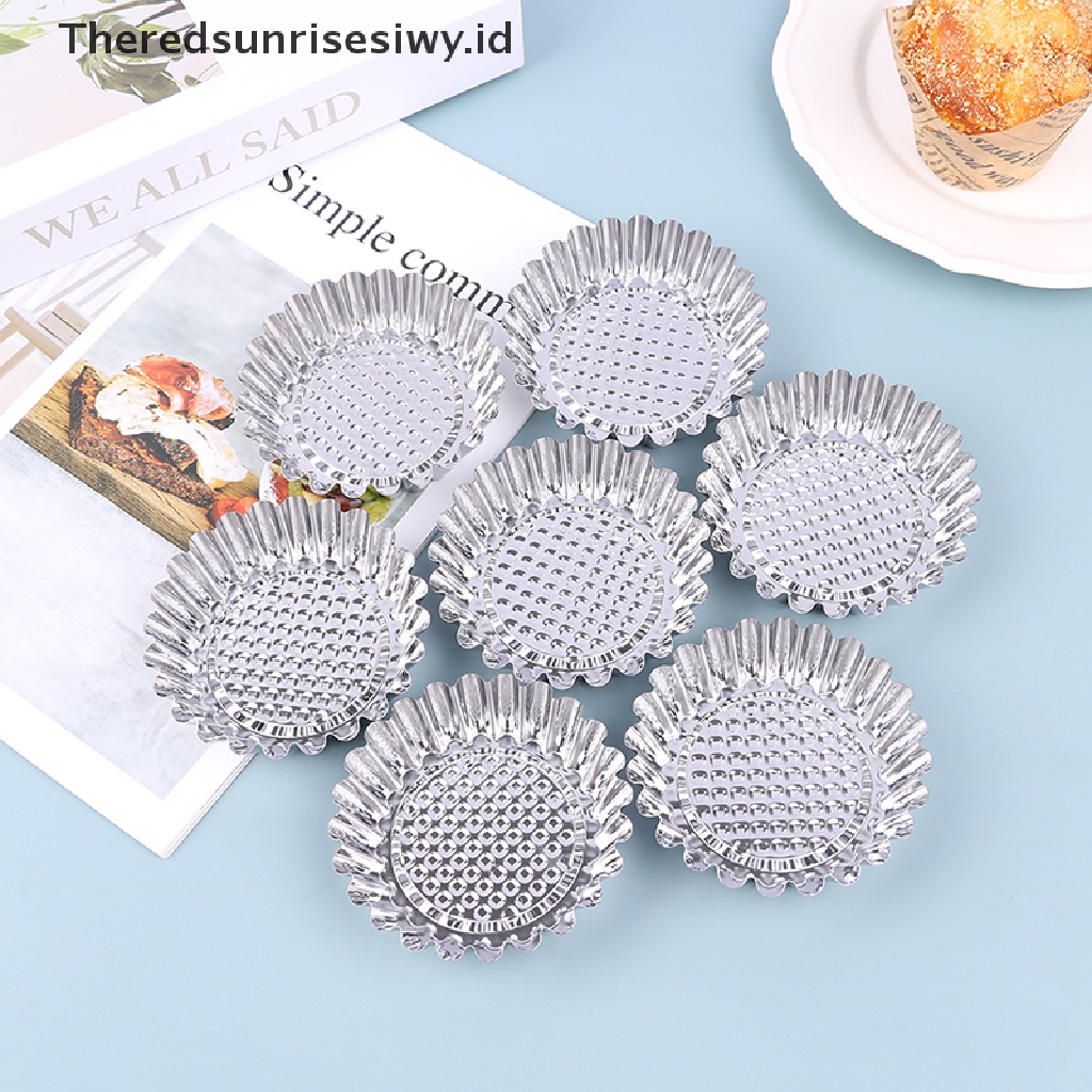 # Alat Rumah Tangga # 1 / 6Pcs Cetakan Cupcake / Egg Tart Bentuk Bulat Bahan Stainless Steel Reusable
