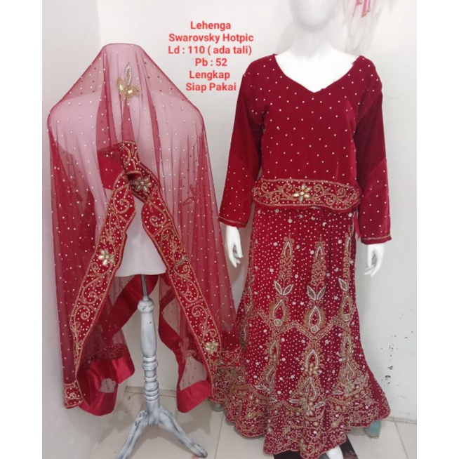 Lehenga Bludru Pengantin India Siap Pakai Adat MUA bridal Wedding
