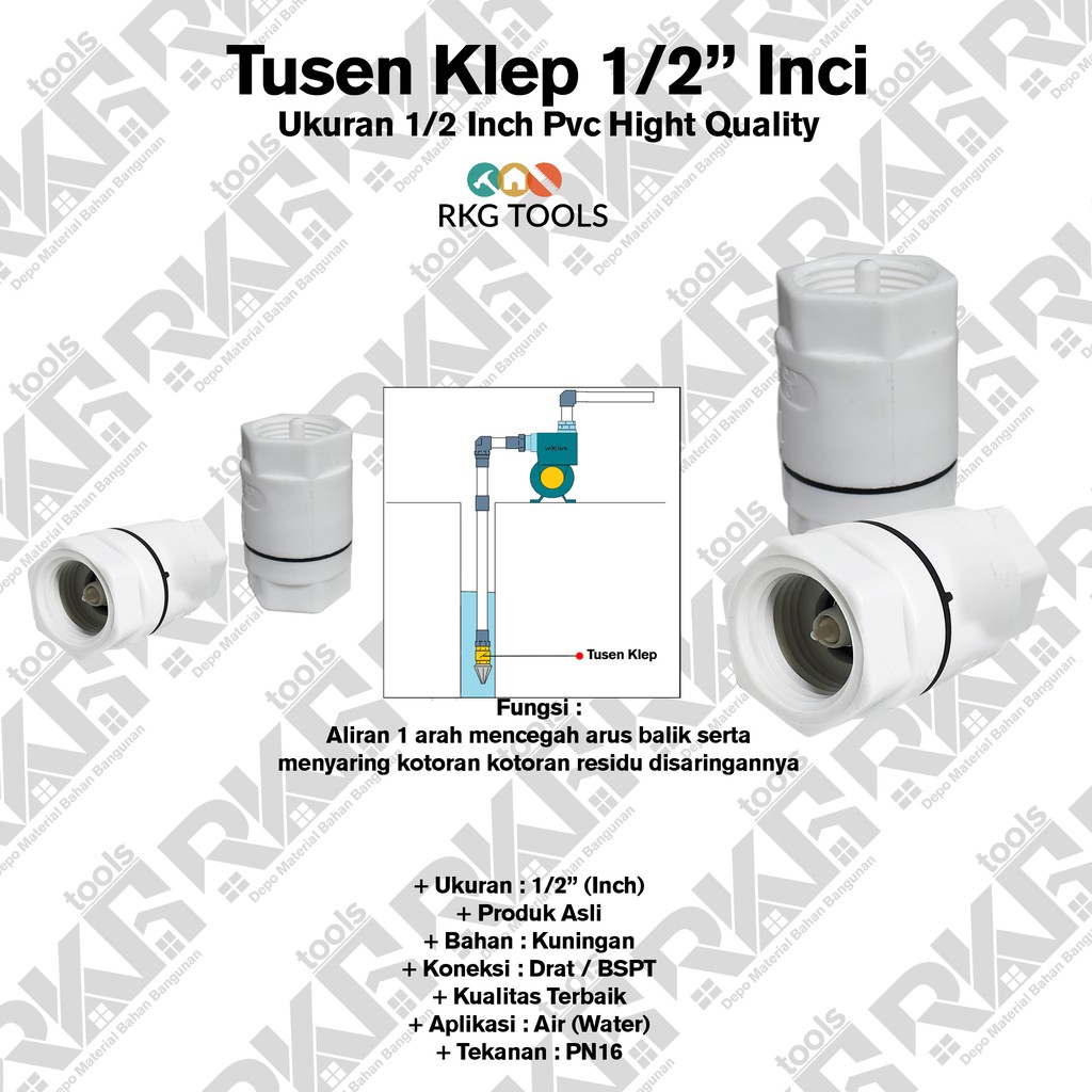 Tusen Klep 1/2&quot; Inci Inch Tosen Tossen Pvc